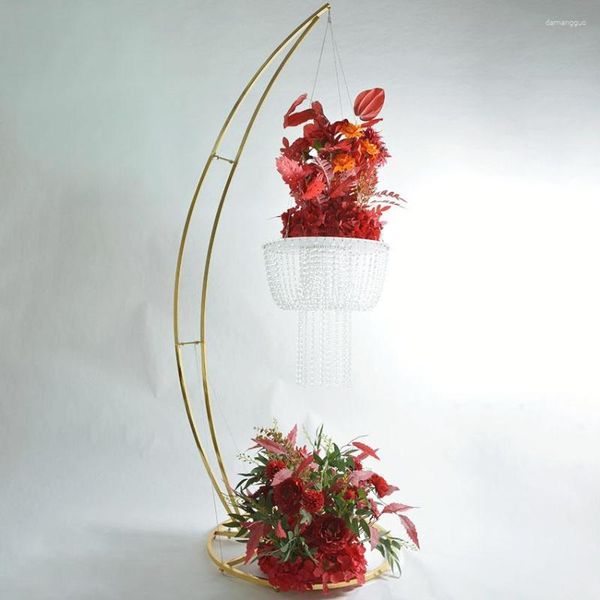 Outils à gâteaux, arc de lune de mariage et support en acrylique, centres de table suspendus pour décoration de fête