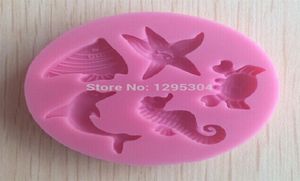 Taart Tools Hele Nieuwe 1 st Zee Dier Vormige Siliconen Mal Suikerpasta 3D Fondant Decoratie Gereedschappen Zeep Mould7397616