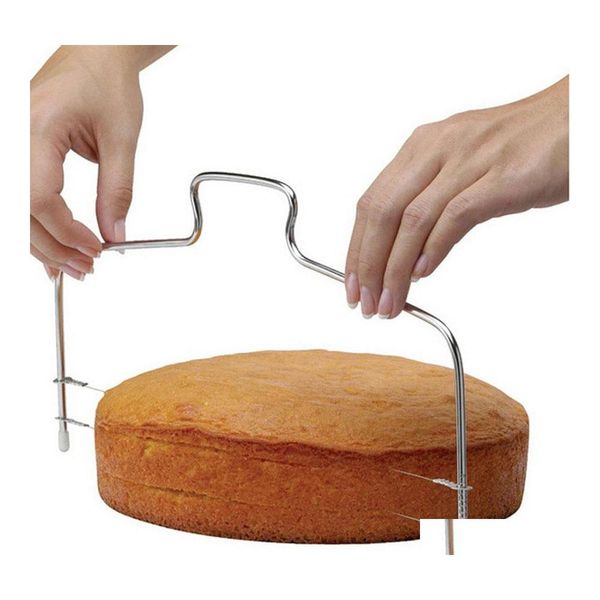 Outils de gâteau en gros cuisine bricolage accessoires de cuisson double ligne trancheuse maison lisseur coupe gâteaux réglables DH0894 Drop Delive Dhway