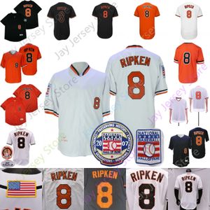 Cal Ripken Jr Jersey 1975 1983 1989 1993 2001 Cooperstown Noir Mode Orange Blanc Noir Maille BP Joueur Tous Cousus Taille S-3XL