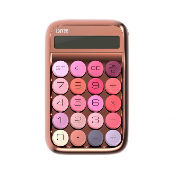 Calculadora Tri-ria Original retro descomprimir oro rosa con pantalla grande elegante lindo interruptor de llave mecánica x0908