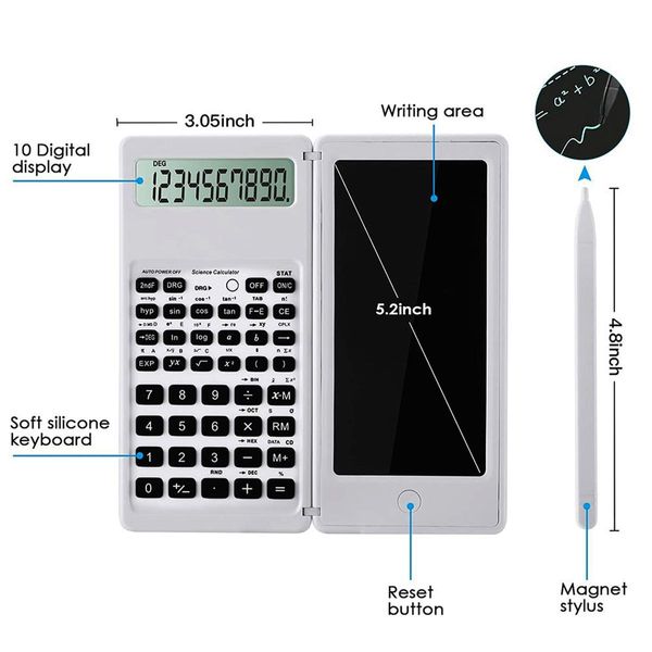Calculadoras 10 Calculadora científica de ingeniería de pantalla LCD digital Portable con redacción de tabletas Contabilidad financiera Cálculo Herramientas