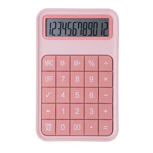 Calculadoras Calculadora de escritorio de 12 dígitos Botones grandes grandes Candin Candy Color Financial Business Tool Accounting Herramienta de batería de color gris rosa