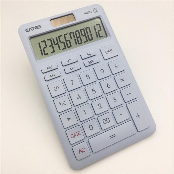 Calculadoras de 12 dígitos Calculadora solar Boot Botones Herramienta de contabilidad de negocios financieros para estudiantes escolares pequeños suministros comerciales
