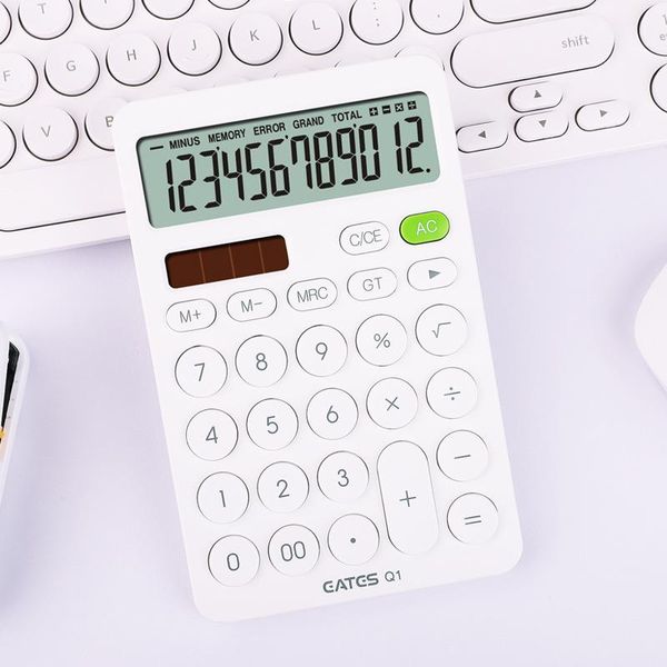 Calculadoras Calculadora de escritorio de 12 dígitos Big Botón Financiero Terrela de contabilidad de negocios Multi color Batería y calculadora solar