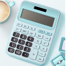 Calculadoras 12 Digit Desk Calculadora Botones grandes de la herramienta de contabilidad financiera Batería y energía solar Oficina de la escuela Pequeños Suministros de suministros