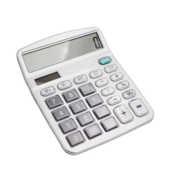 Calculadoras 12 Digit Desk Calculadora Botones grandes Botones Financiones Contabilidad Herramienta Silver Big Battery Solar energía para la oficina escolar