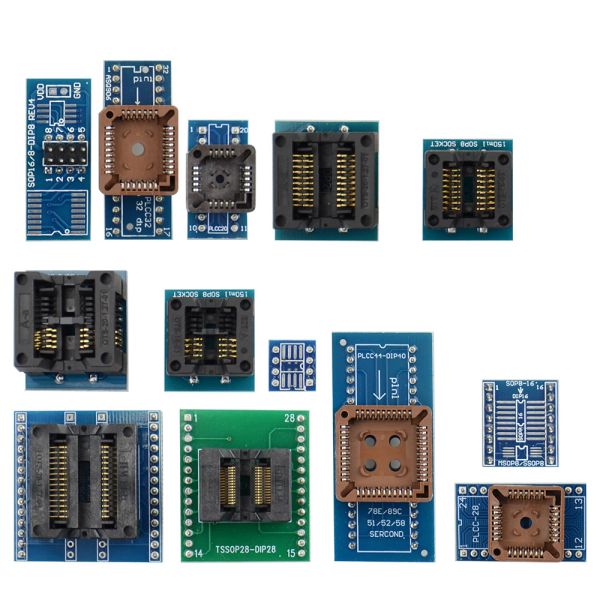 Calculateurs 13 PCS Adaptateur universel Socket + extracteur IC pour programmeur TL866A TL866CS G540 Calculatrice de programmation