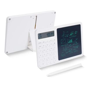 Rekenmachines 2 In1 Desktop Standing Calculator met LCD Writing Tablet Elektronische kalendertijdtemperaturen, 10Digit LCD Display Calculator