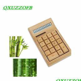 Calculateurs Bamboo Office Calator 12 chiffres LCD Affichage Gift spécial Calcate Calcate Tool Batterie Batterie solaire Dhehj