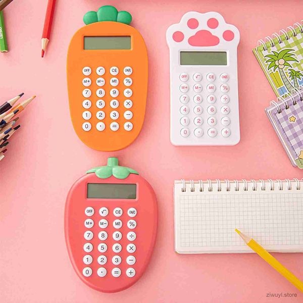 Calculadoras Calculadora compacta de pata de gato de dibujos animados Calculadora portátil con pantalla LCD de 8 dígitos para estudiantes, profesores, útiles escolares