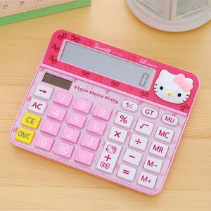 Rekenmachines schattige cartoon roze desktopbenodigdheden Solar 12Digit Arithmetic Computer Calculator voor meisjes