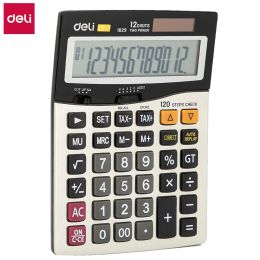 Rekenmachines deli e1629 calculator Universal Programmer 120Check Tax Calculators 12Digit Battery Solar Dual Power Metal Surface Office