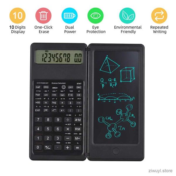 Calculatrices Calculatrice scientifique pliable Grand écran numérique à 10 chiffres avec tablette d'écriture effaçable Bloc de dessin numérique Calculatrice mathématique