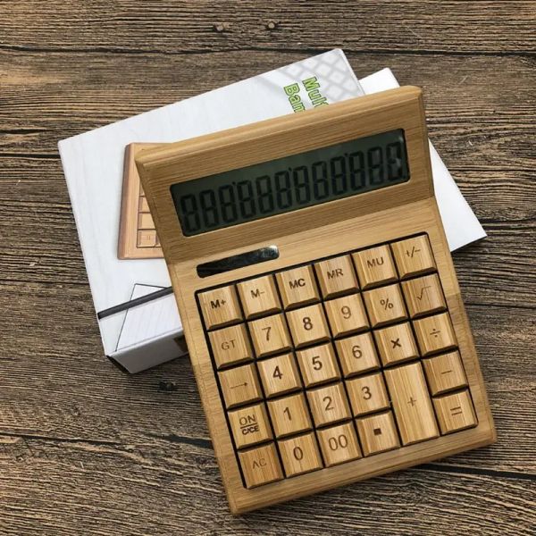 Calculateurs à grand écran 12 chiffres Calculatrice de bureau Calculateurs électroniques Home Office School Financial Accounting Tool Bamboo