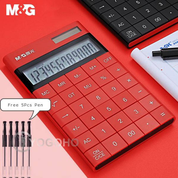 Calculateurs M G Calculatrice moderne mince 12digit Double puissance Mignon Small Solar Calculators 4 couleurs Caculator Calculalater scientifique