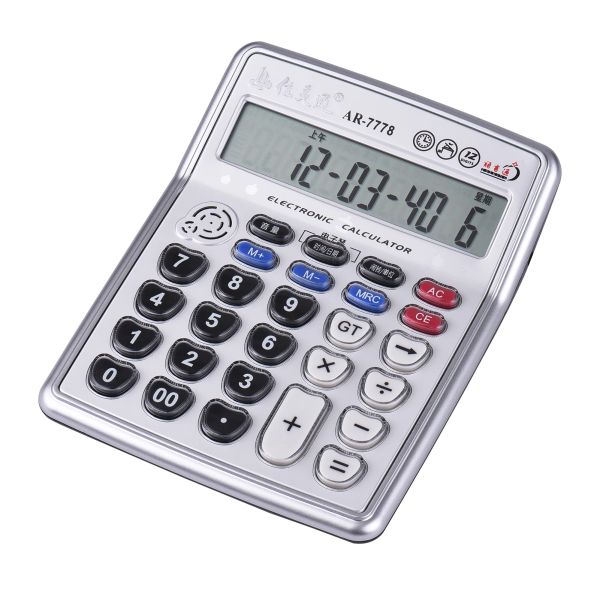 Calculateurs Musical Desktop Calculator 12Digits LCD Affichage de la calculatrice électronique Compteur gros boutons avec un piano musical Date d'heure