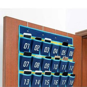 Calculadores Número de bolsillo Bolsas de decoración del aula colgando Bolsas de almacenamiento con 4 ganchos para teléfonos celulares Soporte de calculadora 36 celdas
