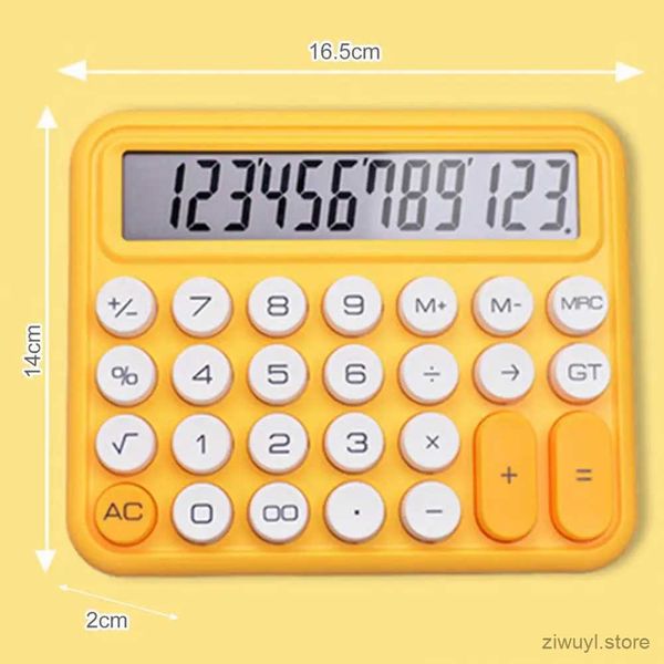 Calculadoras Calculadora mecánica portátil Pantalla LCD grande de 12 dígitos Tecla de botón redondo grande Oficina financiera Calculadora electrónica simple