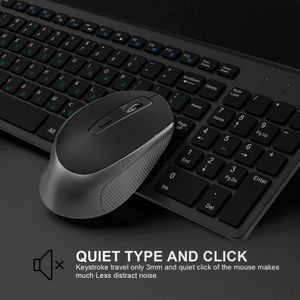 Calculadoras Diseño ruso 2.4G Teclado inalámbrico y traje de mouse, diseño delgado portátil USB, mouse ergonómico para Office Notebook PC PC