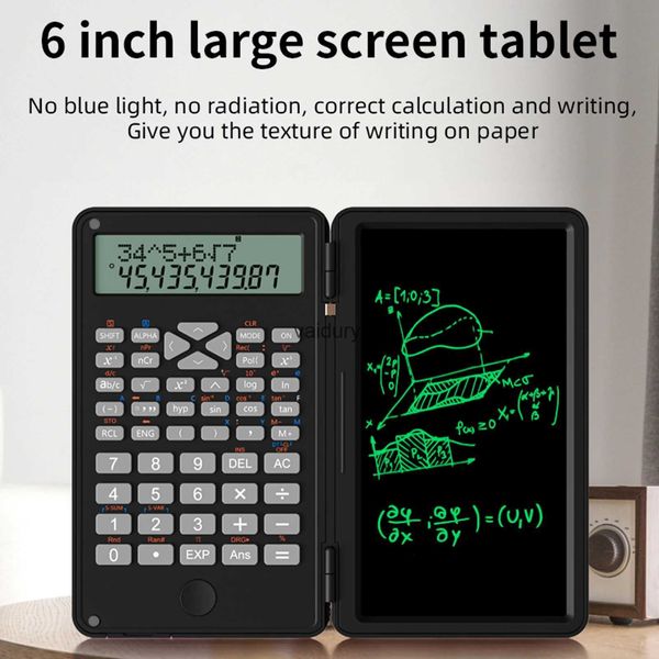 Calculatrices Calculatrice scientifique avec tableau d'écriture effaçable 240 fonctions Écran LCD 2 lignes Calculatrice de mathématiques financières pliable Schoolvaiduryd