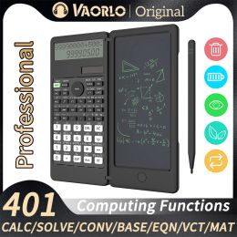 Calculators Wetenschappelijke calculator met schrijftablet LCD Notepad 401 Computerfuncties Portable Foldable Professional Calculators Solar