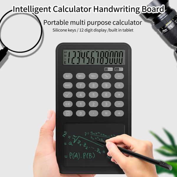 Calculadoras calculadoras sintíficas de 12 dígitos tablero de escritura LCD LCD con calculadora portátil de lápiz portátil de dibujo para la oficina en casa