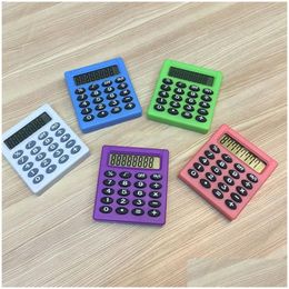 Calculatrices Petite Calculatrice Carrée Portable Poche Scientifique Étudiant Examen Apprentissage Essentiel Bureau École Papeterie 8 Couleurs Drop Dhiw9