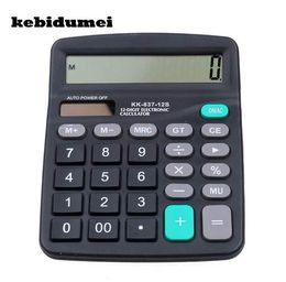 Calculatrices en gros Kebidumei Calculatrice solaire Calculez la calculatrice électronique solaire à 12 chiffres alimentée par 2 en 1 avec un gros bouton pour Office x0908