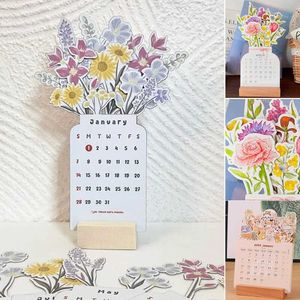 Kalender 2024 Bloomy Flowers Desk-agenda Dagelijkse planner HOUTEN INSERT-PAGE ONTWERP TAFEL KALENDER VOOR HUISKANTOOR Decor Supplies