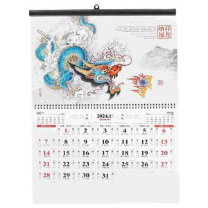 Calendrier 2024 à suspendre au mur de la maison, planificateur annuel de l'année chinoise, décor mensuel 231118