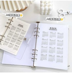 Kalender 2024 Kalender Notebook Dividers A5 A6 6-holes Losse blad Notebook Binder Dividers Maandelijkse planner Clear Bookmarks Agenda Note Pad