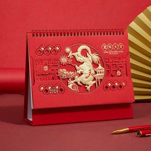 Calendrier 2024 Chinois Dragon Année simple Calendrier de bureau Mini Mini Papier de bureau Calendrier quotidien Planificateur de table de table