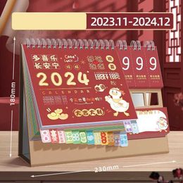 Calendrier 2024 Dragon Year Calendrier délicat Beautiful Flower Desktop Paper Calendar Daily Table Planner Table Planificateur annuel Organisateur