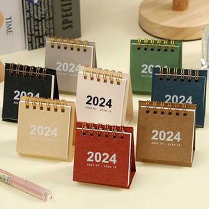 Calendrier 2024 Good Life Mini Calendrier Solid Coil Calendar Book Monthly Planner Daily to Do Lister Time Manegment Home Office Supplies