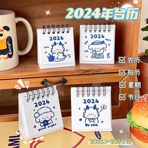 Kalender 2024 Student Desktop Mini Desk Kalender Leuke cartoon incheckkalender Kawaii Tinkets Kuitbeen School Office Stationery Supplies