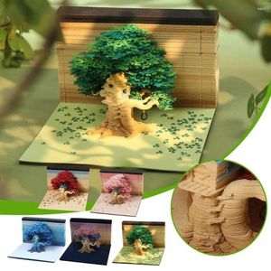 Kalender DIY 3D Kersenboom Memo Pad Met Licht Creatieve Post Notes Bouwstenen Ambachtelijke Desktop Decoratie Leuk Boek