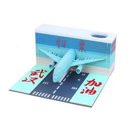 Calendario Omoshiroi Bloque Calendario 3D Bloc de notas de papel Cubos Diy Modelo de avión Bloc de notas 3D Calendario de Adviento Día de San Valentín Año Regalo 231115