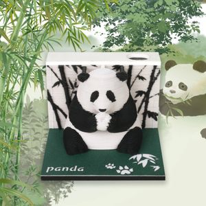 Calendario Omoshiroi Bloque Bloc de notas 3D Mini Panda Modelo de papel 217 hojas Bloc de notas Notas lindas Bloque de papel Notas Bloc de notas adhesivas 3D Regalos para niños 231115