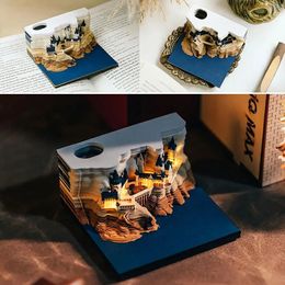 Kalender Omoshiroi Magic Castle 3D Kladblok 2024 Memo Design Gift Hary Briefpapier Notitiepapier Accessoires Nieuwigheid Notities Blok H1J2 231128