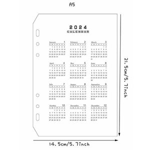 Calendrier Sharkbang 2024 1PCS A5 / A6 Binder Calendarpp Binder Binder Transparent Frosted Calendar Baffle Loose Leaf Ring Notebook Index