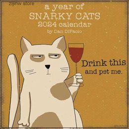 Calendario Serpiente y Gato Año 2024 Calendario de pared 2024 Regalos para amigos, familiares, vecinos, colegas y seres queridos Y240322