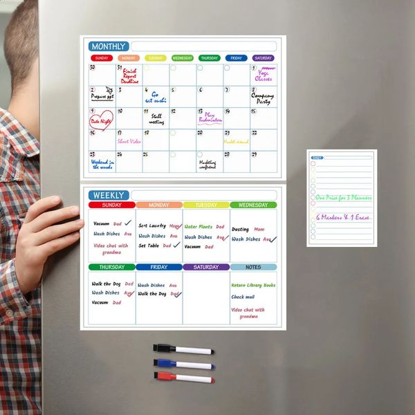 Table du calendrier Dry Wipe Refrigerator Stickers Board Message Mente Menue Menue Menu de réfrigérateur Planificateur mensuel BLANC DBOING 240219