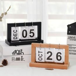 Kalendarz drewniany Vintage kalendarz domowy kawiarnia pulpit dekoracyjne rustykalne ozdoby DIY odwróć stół do planowania wieczny kalendarz artykuły biurowe 230703