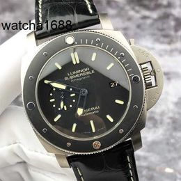 Calendrier Wrist Watch Panerai Luminor Series PAM00389 Titanium Metal Mens Watch 47 mm Rotation Ringt externe Automatique Mécanique Plongée montre