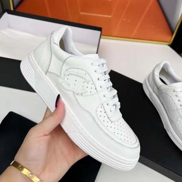 Calfskin Casual Designer Chaussures Sneakers Femme Fashion Fashion Trainers Imprimé en cuir en cuir Trainer Womens 5