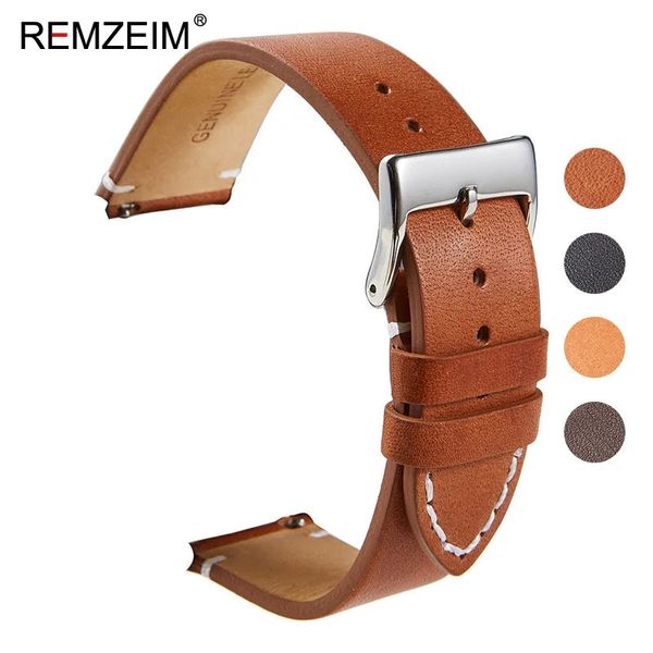 Bandas de reloj de cuero genuinas de piel de becerro Banda de reloj de liberación rápida 18 mm 20 mm 22 mm 24 mm Smartwatch Strap Watches Accesorios 240417