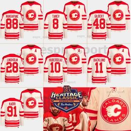 Calgary Jonathan Huberdeau 2023 Heritage Classic Maillots Nazem Kadri Milan Lucic Andrew Mangiapane Jacob Markstrom Mikael Backlund Jaden Lipinski Flame Jersey