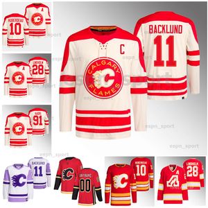 Calgary Mikael Backlund 2023 Heritage Classic Flame Jersey Jonathan Huberdeau Nazem Kadri Elias Lindholm Andrew Mangiapane Hanifin Jacob Markstrom Sharangovich