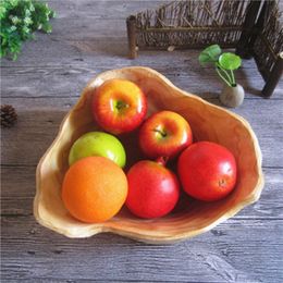 Calibre 25-29CM innovador tallado de raíces almacenamiento en el hogar plato de fruta tazón de madera plato de fruta plato de patatas fritas de madera Natural